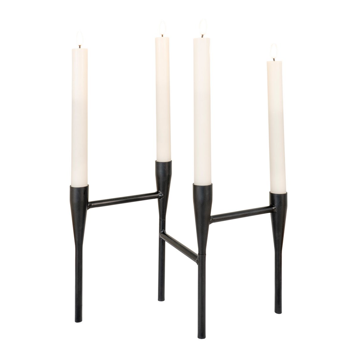 Candle Holder - Steel, Black - 15x28x21 cm