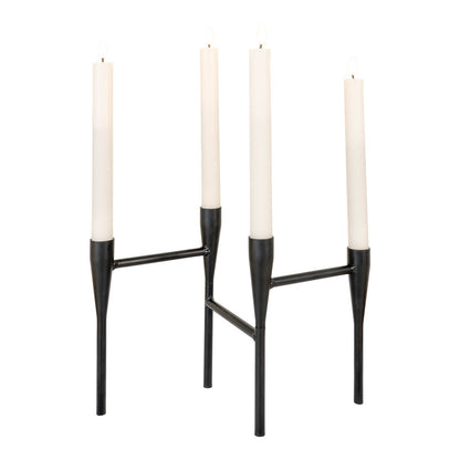 Candle Holder - Steel, Black - 15x28x21 cm