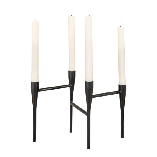 Black Steel Candle Holder - Modern Geometric Centerpiece - 15x28x21 cm