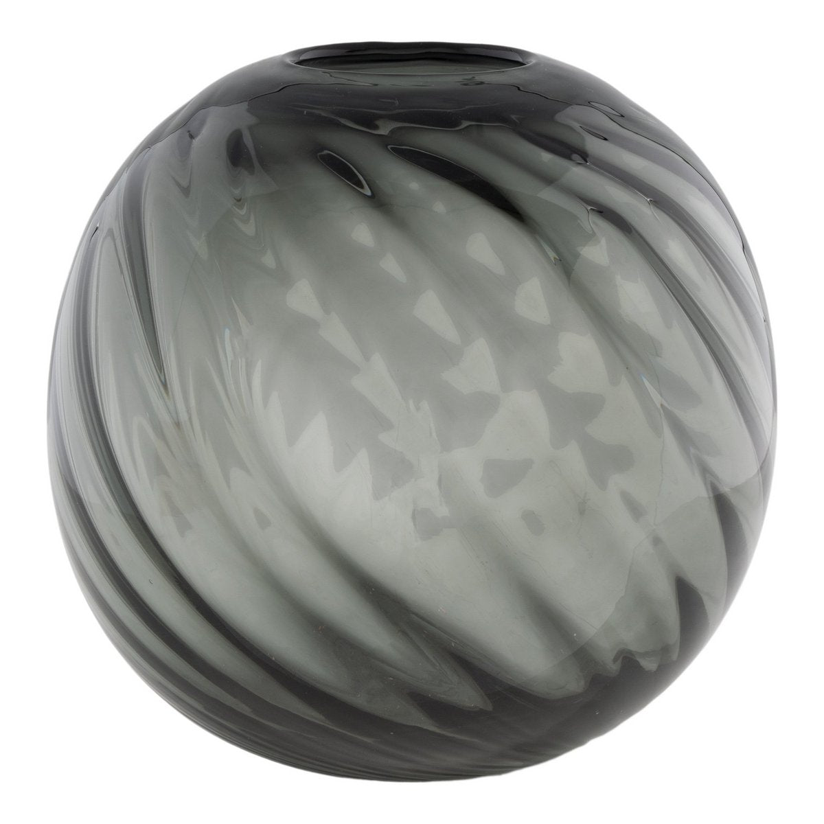 Glass Vase - Grey Mouthblown Modern Decor, Ø20x19cm