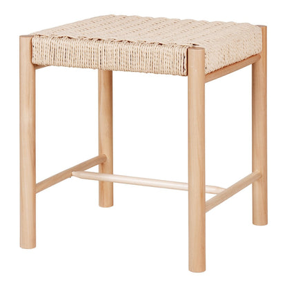 Abano - Tabouret - Peuplier, Corde de Papier, Naturel - 42x42x46,5 cm