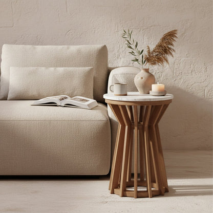 Sarawak side table marble white - 40x40x50 cm