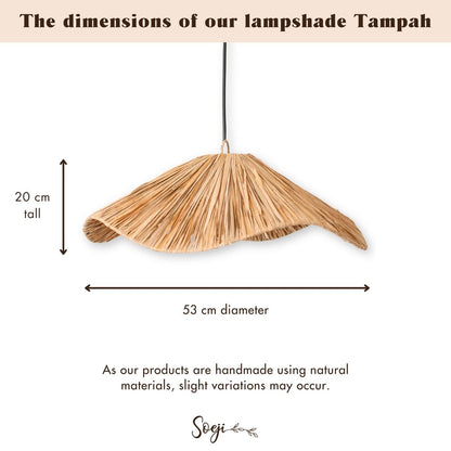 Pantalla de lámpara boho – Lámpara de techo grande de rafia – Lámpara colgante natural – Lámpara de techo hecha a mano de rafia TAMPAH (Ø 53 cm)