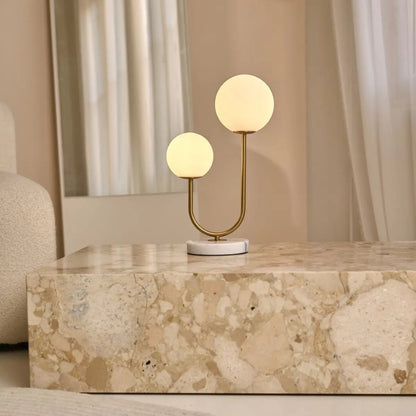 Giorgia Elegant Marble Lamp | Frosted Glass Bulbs & Corded Lamp