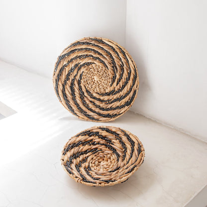 Water Hyacinth Wall Basket Bowl - Round Boho Decor, 30-40 cm