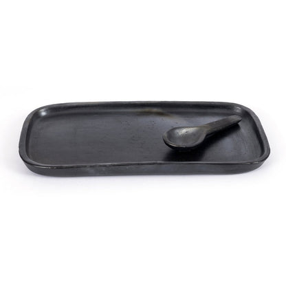 Black Terracotta Tapas Plate - Small Serving Dish for Appetizers