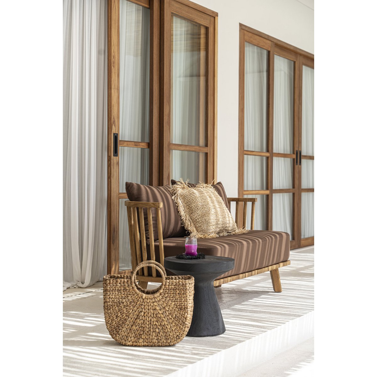 Suar Wood Side Table - Black Gravity Accent Table for Living Room
