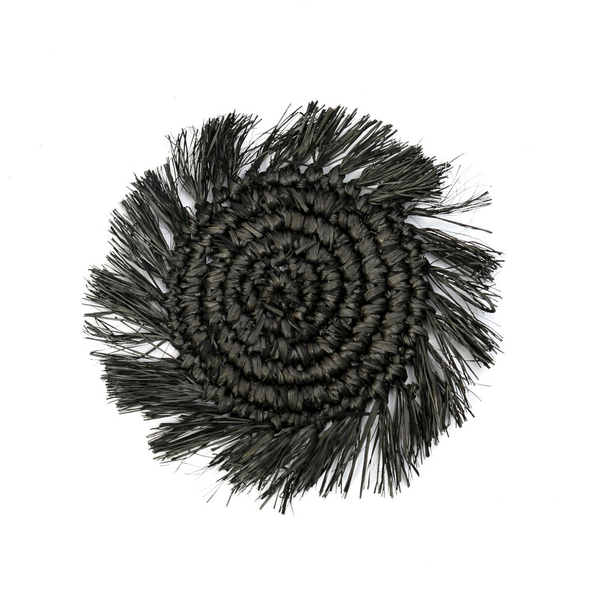 Posavasos con Flecos de Rafia - Negro
