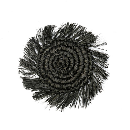 Posavasos con Flecos de Rafia - Negro