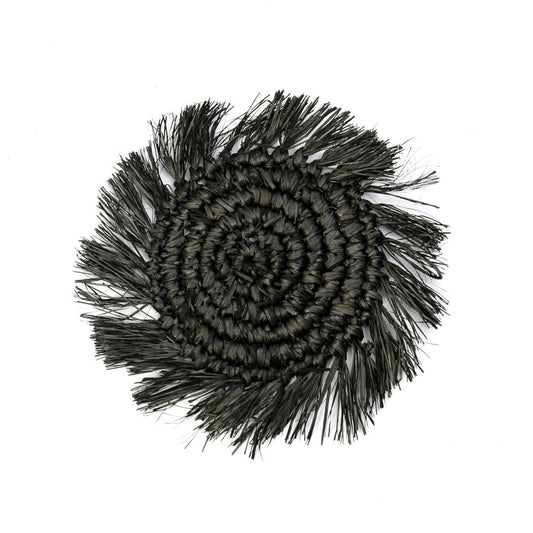 Posavasos con Flecos de Rafia - Negro