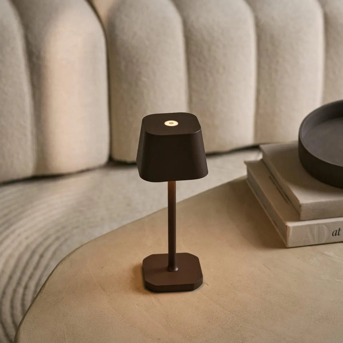 Cordless Table Lamp - Mocha Brown Rechargeable Dimmable Lamp