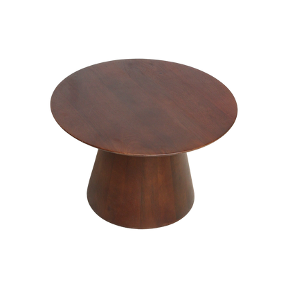 Mango Wood Side Table - Modern Cone Accent Table - 55cm