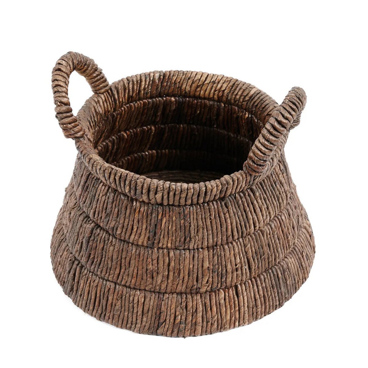 Banana Leaf Storage Basket – Handwoven Triangular Basket with Handles