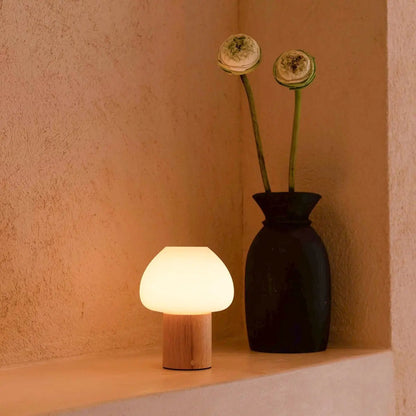 Fynn Light Brown Wooden Lamp | Rechargeable, Dimmable & Stylish