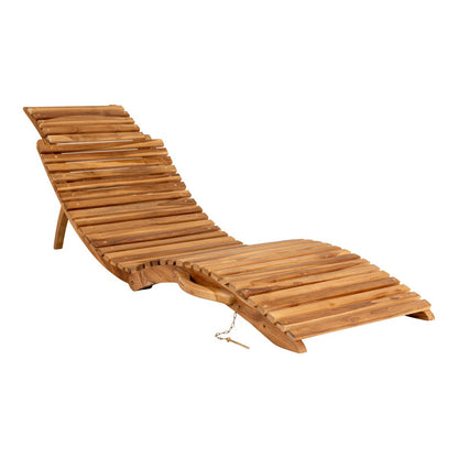 Teak Sunlounger - Natural Wood Outdoor Lounger - 160x50 cm