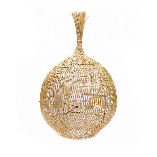 Rattan Floor Lamp Pendant - Natural Wonton Shade