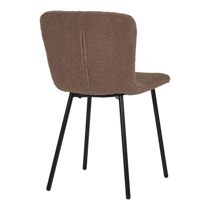 Dining Chairs Dark Brown Faux Fur - Modern Steel Leg Set, 48cm