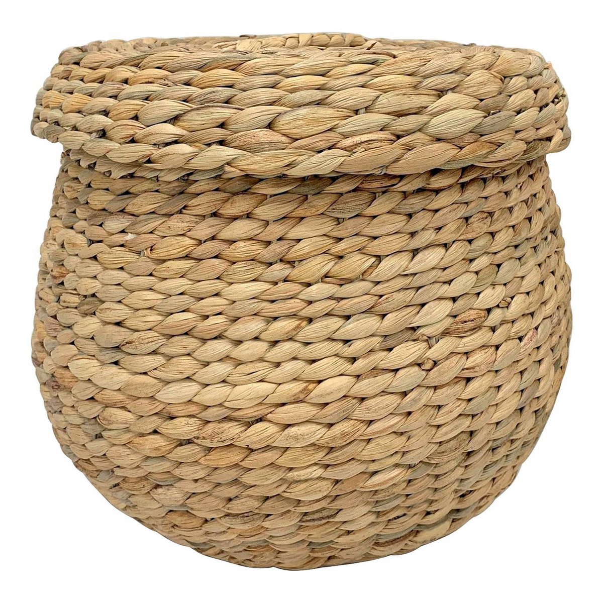 Water Hyacinth Storage Basket - Natural Rustic Woven Basket, ø30x26.5 cm