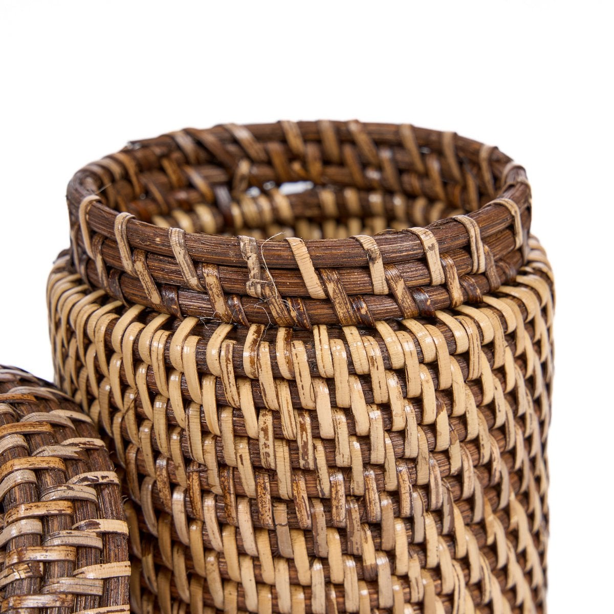 Rattan Storage Canister – Natural Brown Woven Jar with Lid