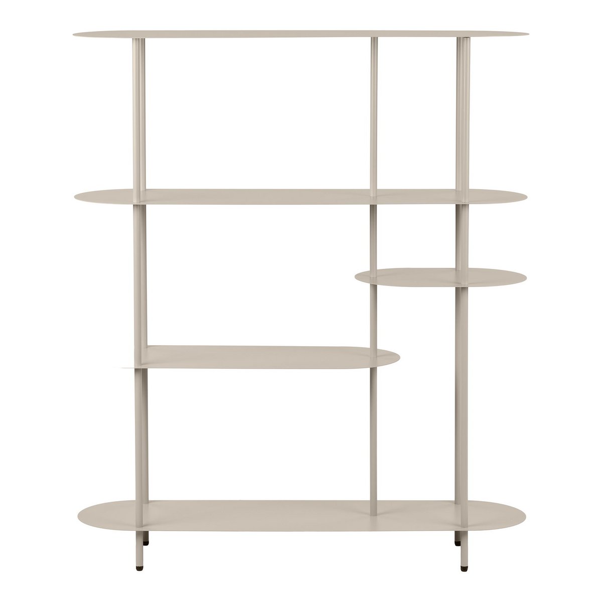 Rieti Shelving unit, 5 shelves, asymmetrical, metal, sand, 31x118x139 cm