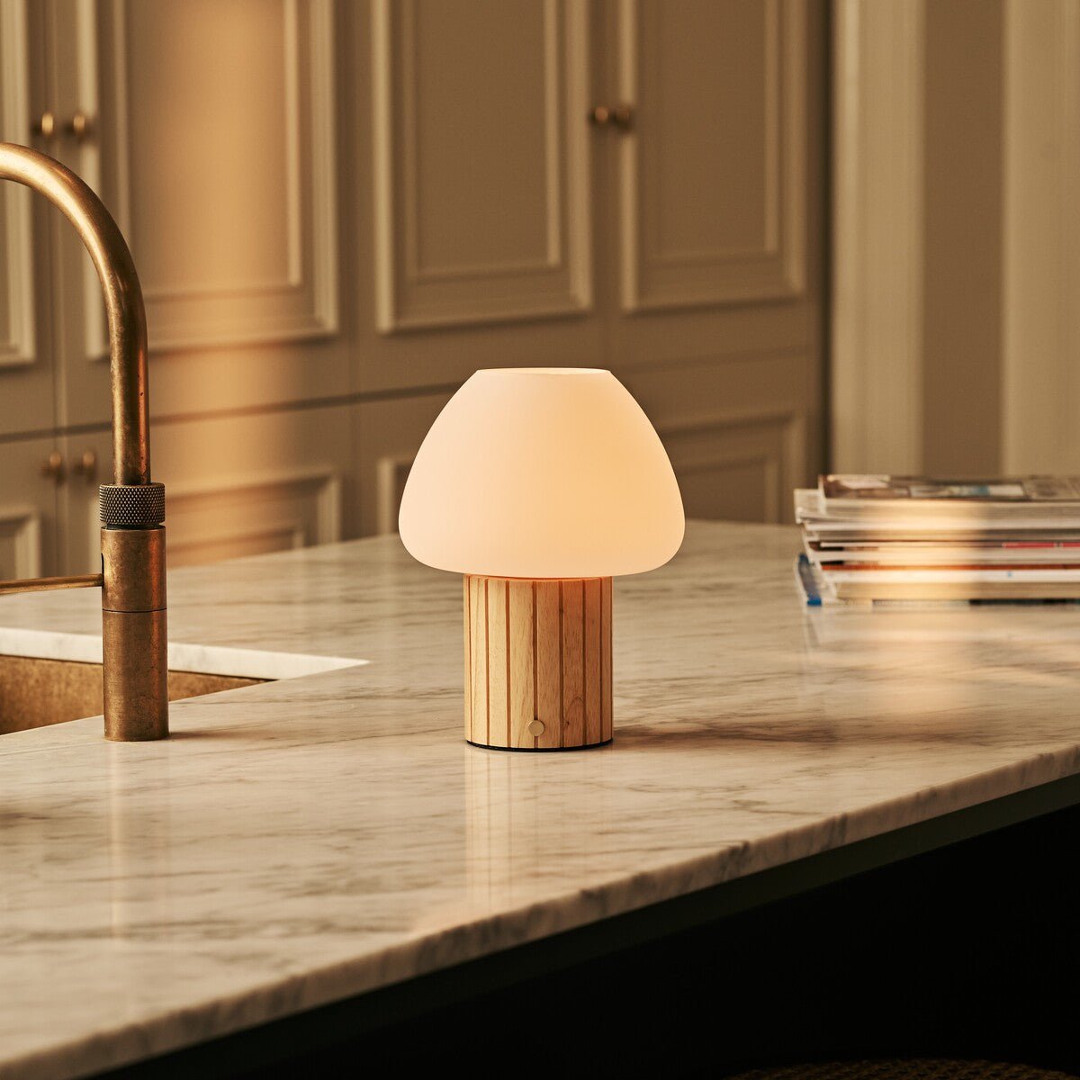 Romée Light Brown Rechargeable Table Lamp | Modular Lampshade, Dimmable & 3 Light Colors