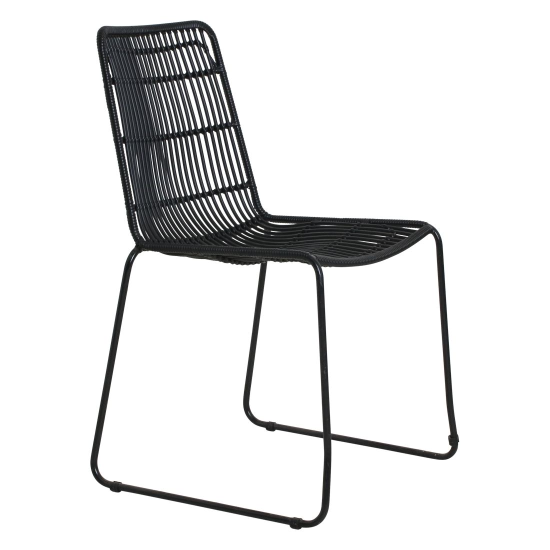Rattan Garden Chair - Slim Black Metal Frame Outdoor Seating