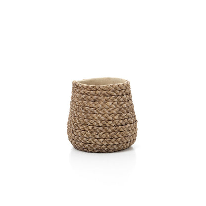 Concrete Planter - Small Braided Fake Planter - Natural Finish