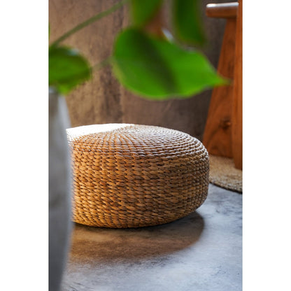 Natural Hyacinth Pouffe Ottoman - Medium Size