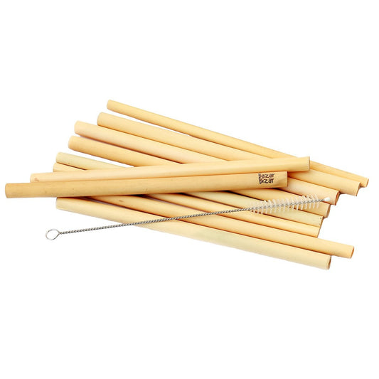 Reusable Bamboo Straws Set - Eco-Friendly 10-Piece with Brush