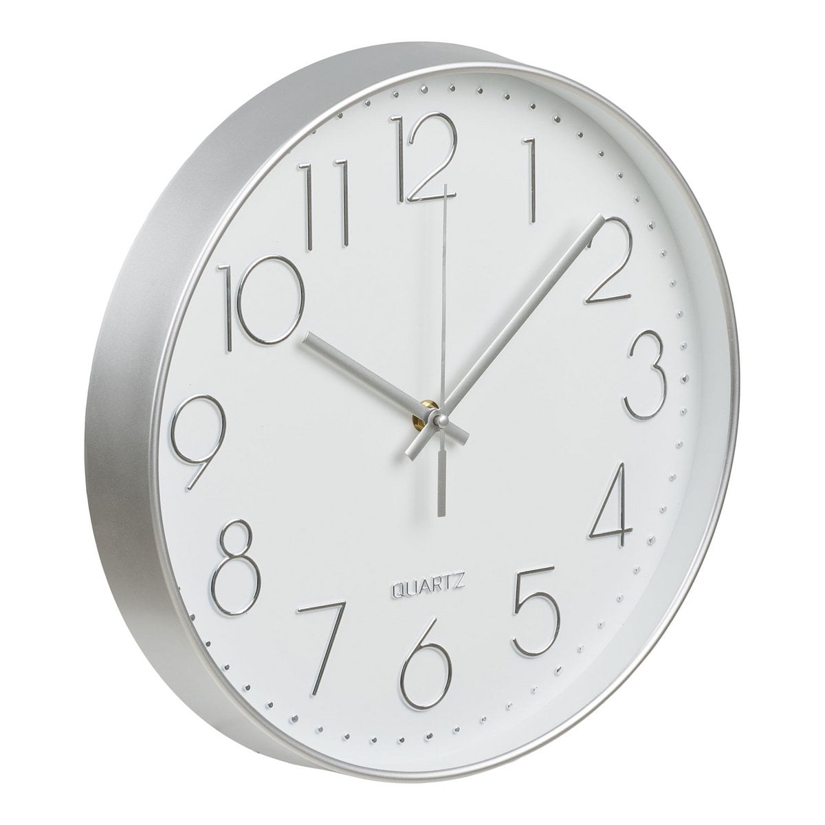 Silver Wall Clock Silent Movement – Modern Minimalist Design, 30cm