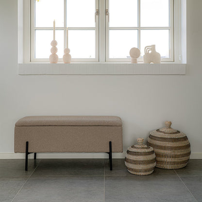 Watford Bench - Beige, Bouclé, with storage 95x36.5x43cm