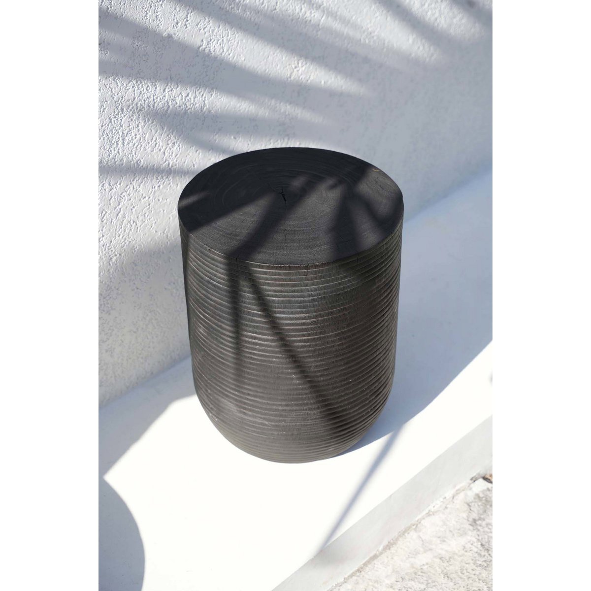 Suar Wood Stool - Black Accent Stool for Modern Interiors