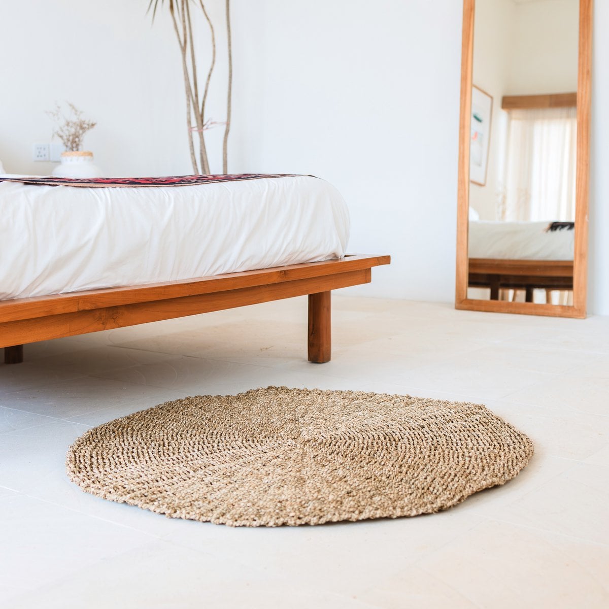 Seagrass Rug Round – Handwoven Boho Rug, Natural Beige – 100/120 cm
