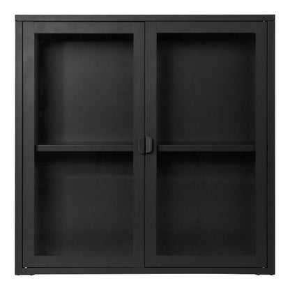Steel and Glass Hanging Display Cabinet – Modern Black Wall Cabinet