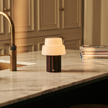 Laurent Dark Brown Rechargeable Table Lamp | Up to 100 Hours of Light, Versatile & Wood