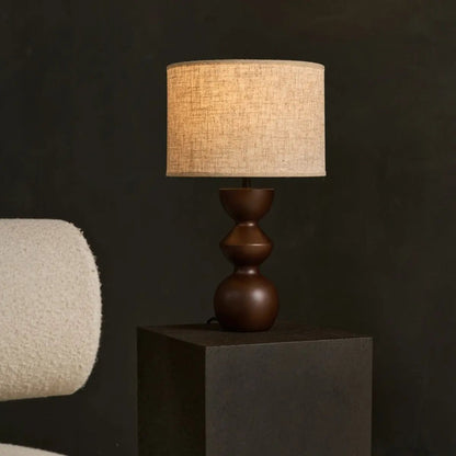 Kai Dark Brown Table Lamp with Sand Lampshade – Stylish, Handmade Lighting