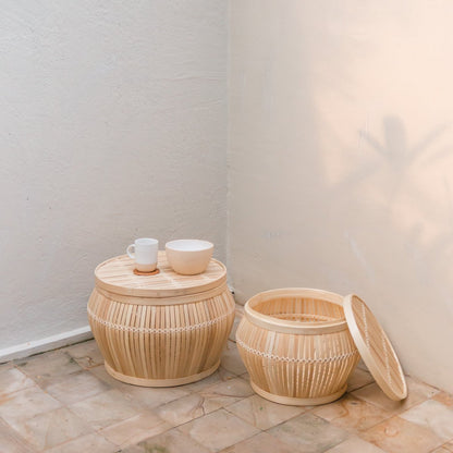 Bamboo Side Table Basket - Modern Storage | Soeji