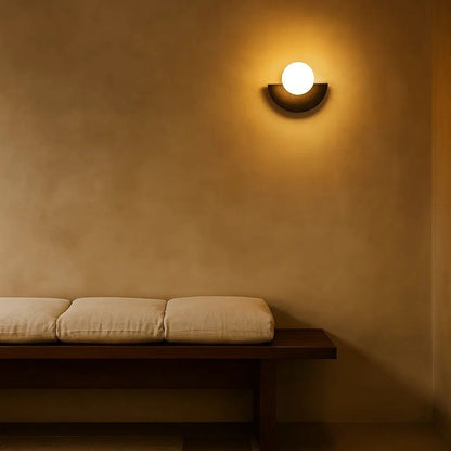 Kane Black Cordless Wall Light – Rechargeable Wood & Glass Lamp