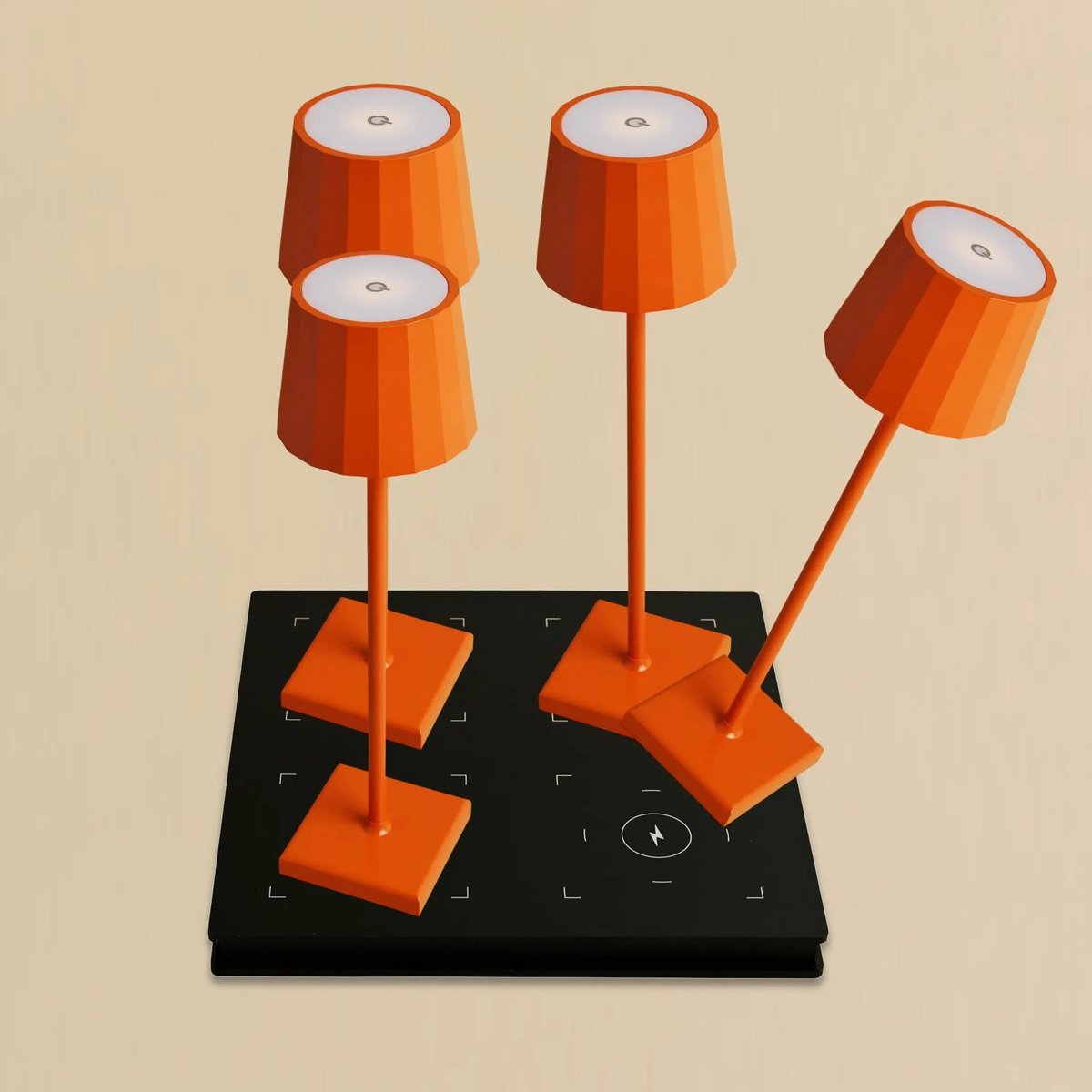 Combi Set Professional | 4 x Wouter Blossom Orange Rechargeable Table Lamps & 1 x Amstel Charging Station