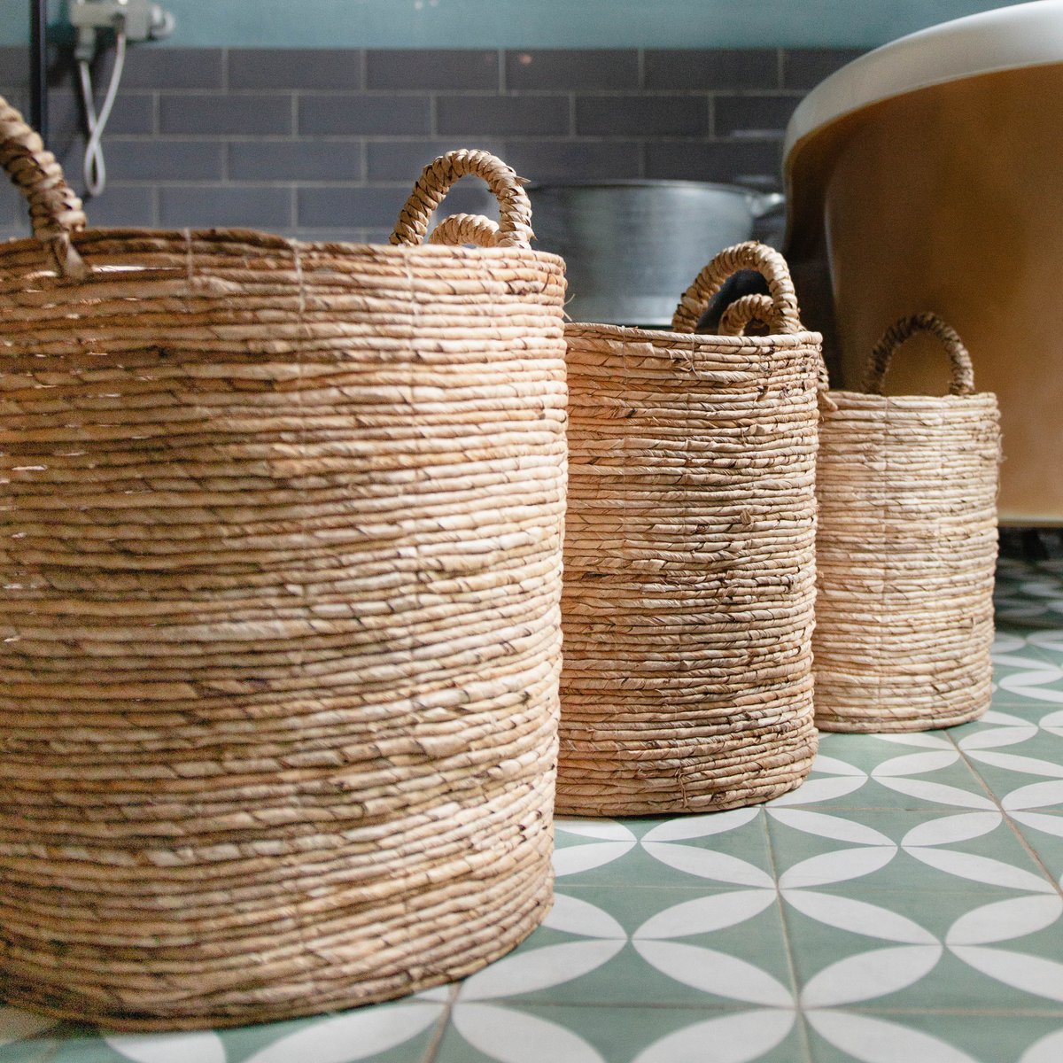 Banana Fibre Laundry Basket – Handwoven Plant & Storage Basket