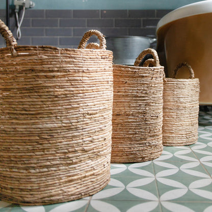 Banana Fibre Laundry Basket – Handwoven Plant & Storage Basket