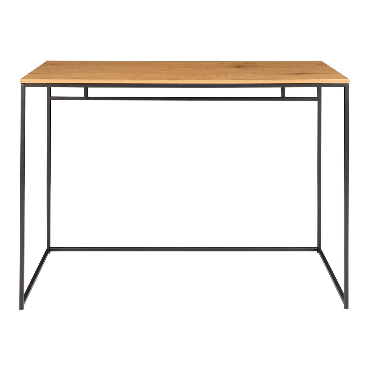 Oak Look Desk Black Metal Frame - Modern Home Office 100x45cm