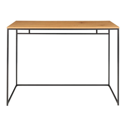 Oak Look Desk Black Metal Frame - Modern Home Office 100x45cm