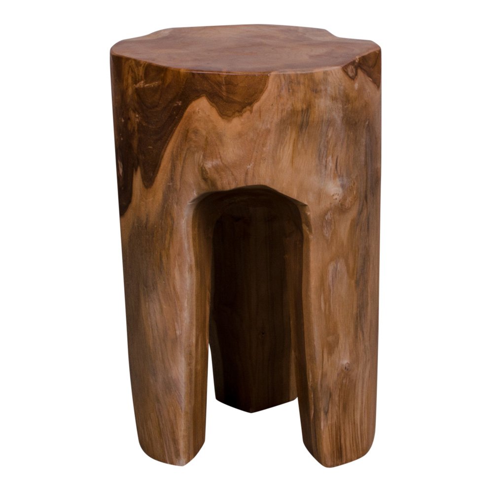 Teak Stool - Natural Wood Accent Stool, 26x40cm