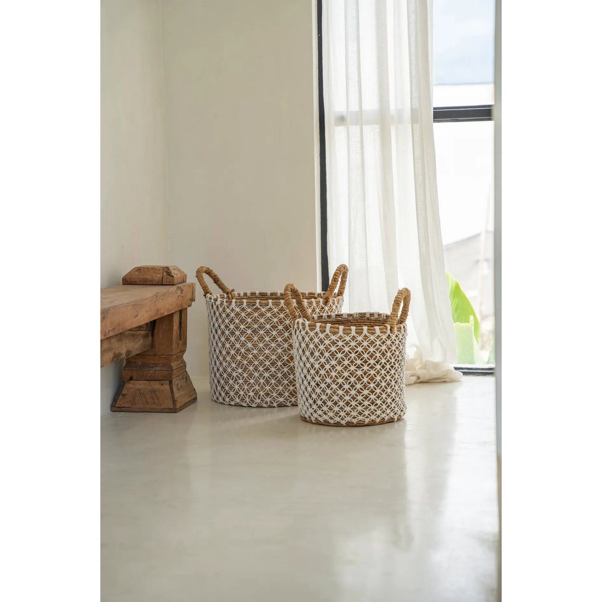 La Cesta de Macramé con Costura Cruzada - S