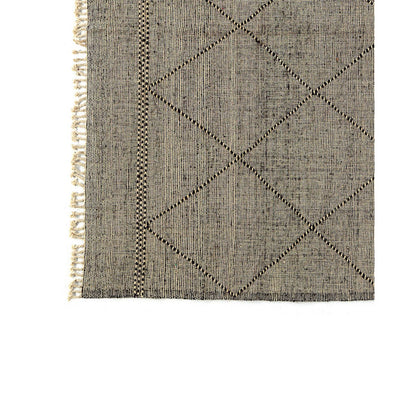 Wool Area Rug: Handwoven Afghan Rug with Geometric Design, 384x297 cm