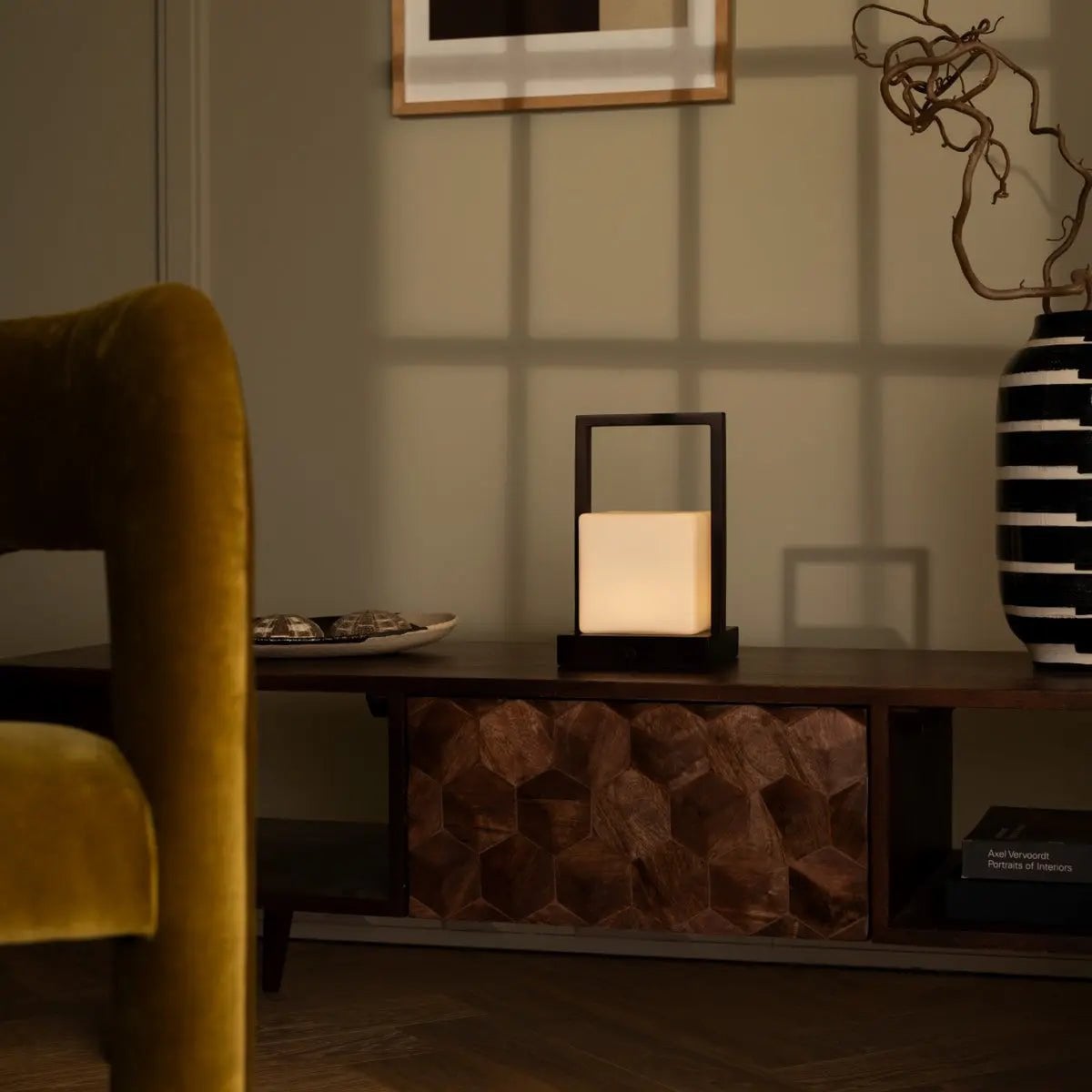 Cordless Table Lamp - Dark Brown Rechargeable Dimmable