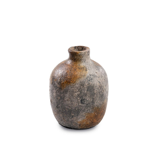 Terracotta Vase - Antique Grey Decorative Vase for Dried Flowers - Small