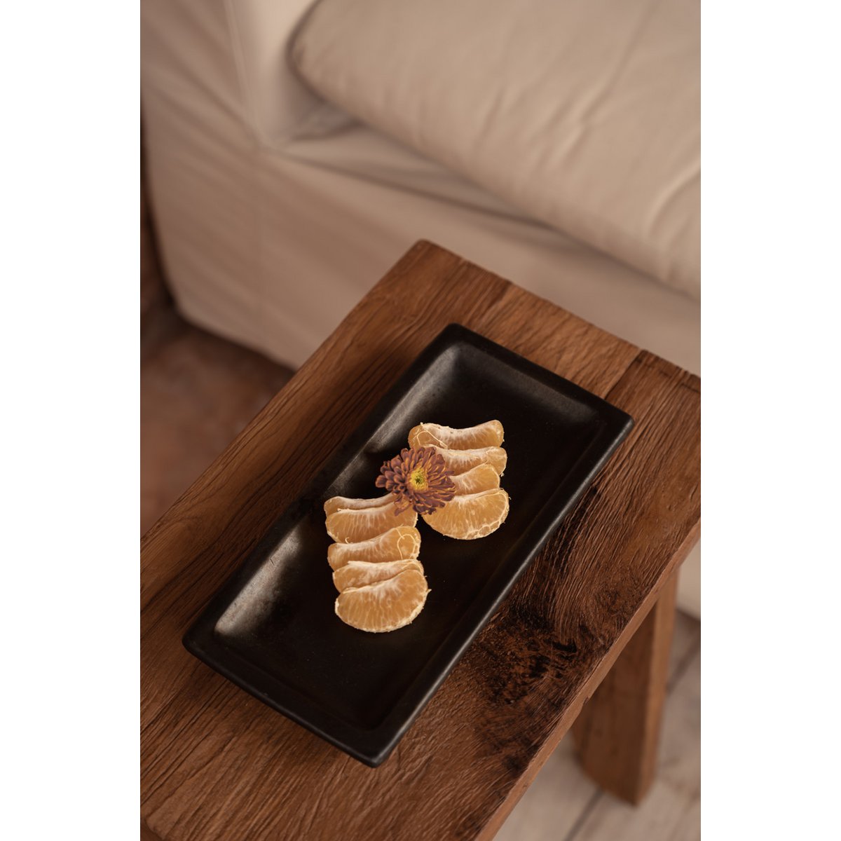 Terracotta Sushi Plate - Black Burned Finish Dinner Plate - Medium