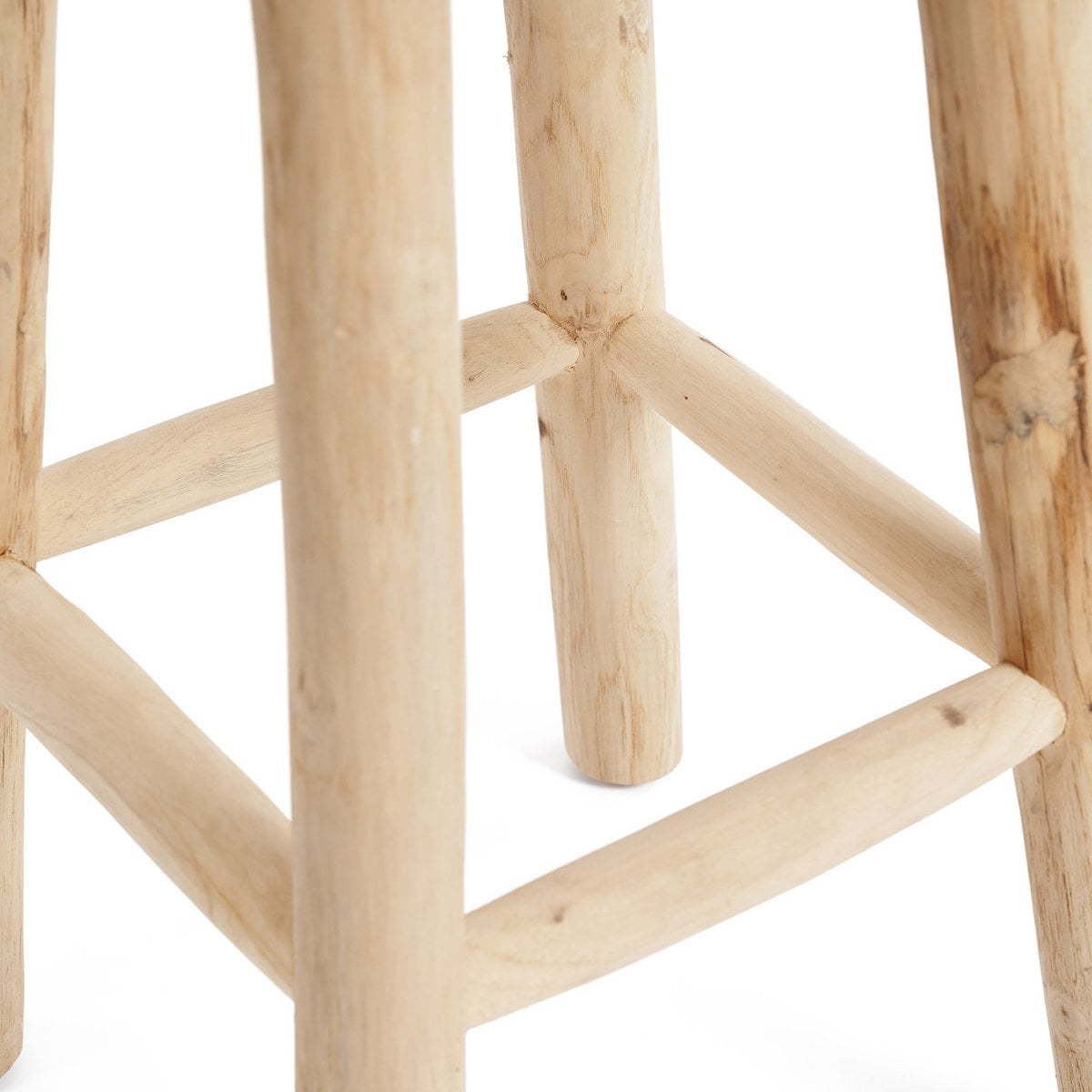 Raffia Bar Stool - Natural Teak & Woven Seat